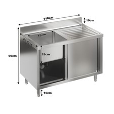 New Single/Double Bowl Stainless Steel Commercial Catering Sink Storage Cabinet