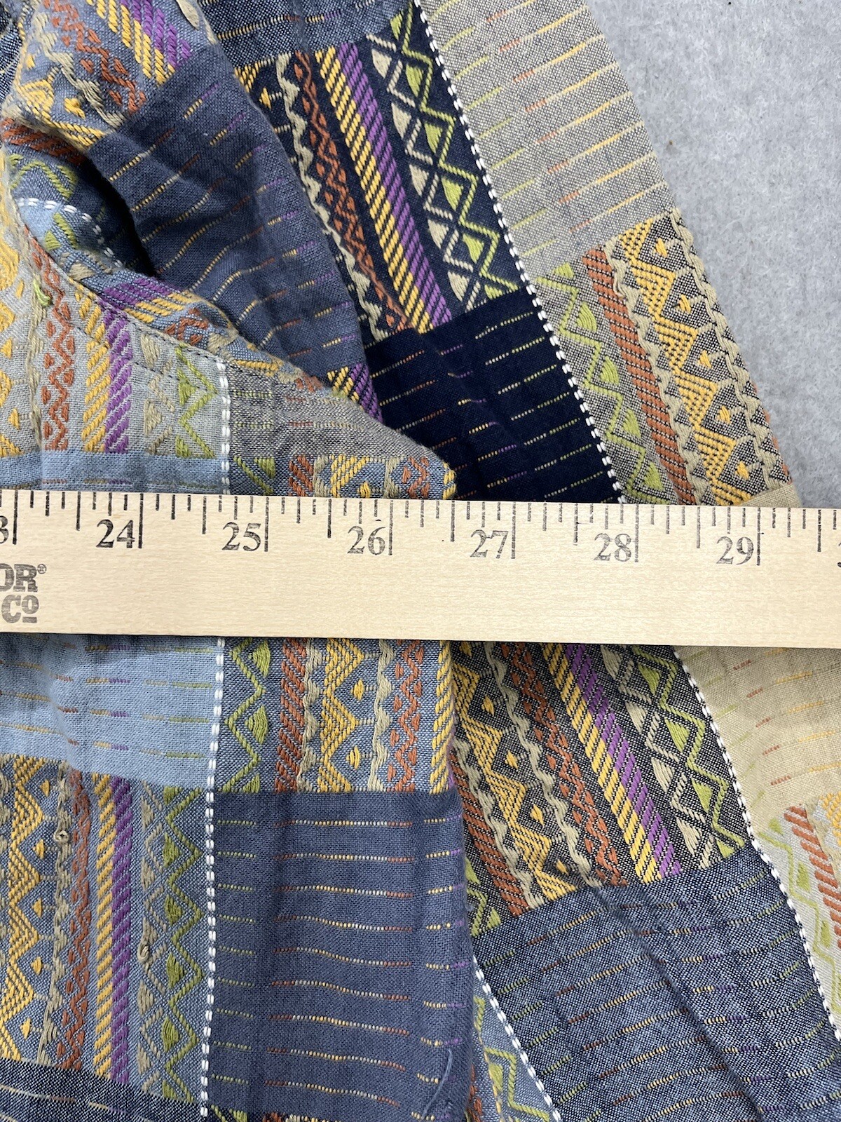 VTG Lemon Grass Blouse Patchwork Button Up 28W Ma… - image 3