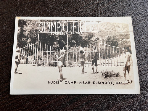 Reproduction Carte Postale Ancienne – Camp Nudiste Lac Elsinore CA, 1941