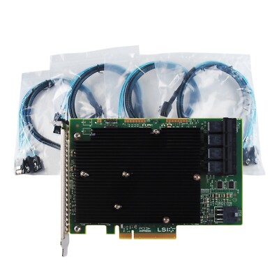 NEW LSI SAS 9300-16I 12GB/S HBA BUS ADAPTER CARD IT Mode 4*SFF-8643 SATA Cable