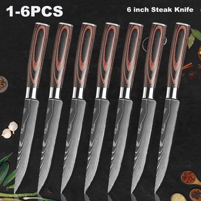5'' Steak Knives Set 1-6pcs Stainless Steel Razor Sharp Blade Utility Meat Knife