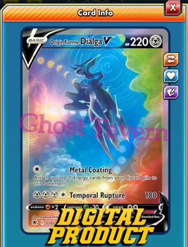 Hãy điểm danh những fan của Pokemon Dialga với thẻ Dialga V rực rỡ này! Đây là một trong những thẻ Pokemon mạnh mẽ nhất bạn có thể sở hữu. Với vẻ ngoài huyền bí và khả năng chiến đấu siêu đặc biệt của nó, Dialga V sẽ khiến trận chiến của bạn trở nên kịch tính hơn bao giờ hết!