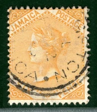 JAMAICA QV Stamp 6d Kingston CDS Postmark Used XBLUE147