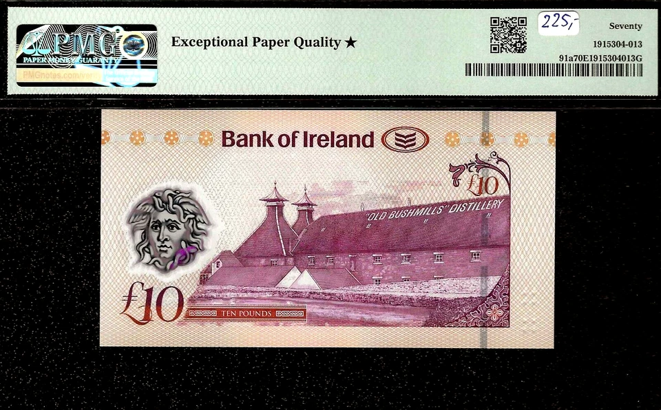 PMG 70 Ireland Northern 10 Pounds 2017 Superb Gem UNC PMG 70 EPQ TOP POP - Image 2 of 2