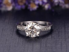 1.57 Ct Round Cut Real Moissanite Engagement Wedding Ring 950 Platinum Size 6