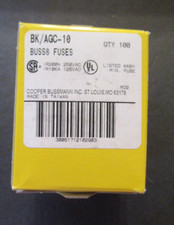 One Box of 100 Bussmann AGC-10 Fuses 10A 250V AGC10 BK/AGC-10 Buss NOS