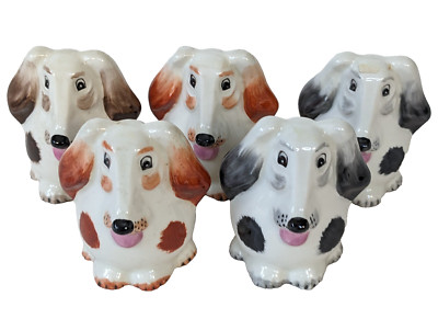 Restposten 5 Vintage Porzellan Hund Miniatur Figuren handbemalt von Artone a
