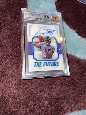 2018 National Treasures Lamar Jackson The Future Auto Ravens Beckett 8.5 🔥