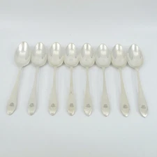 CLINTON by TIFFANY & Co Sterling Set 8 Coffee Spoons 5 O'Clock Teaspoon Armorial