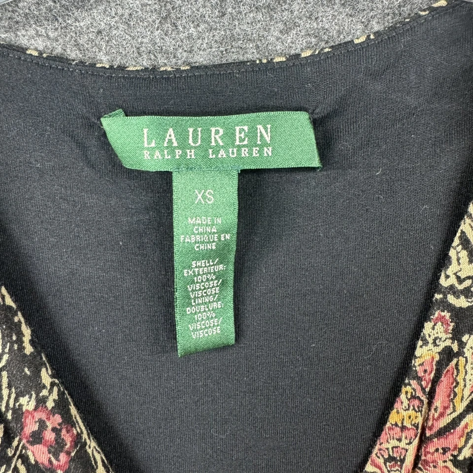 Lauren Ralph Lauren Dress Women’s Extra Small Brown Paisley Faux Wrap A-Line - Image 3 of 4