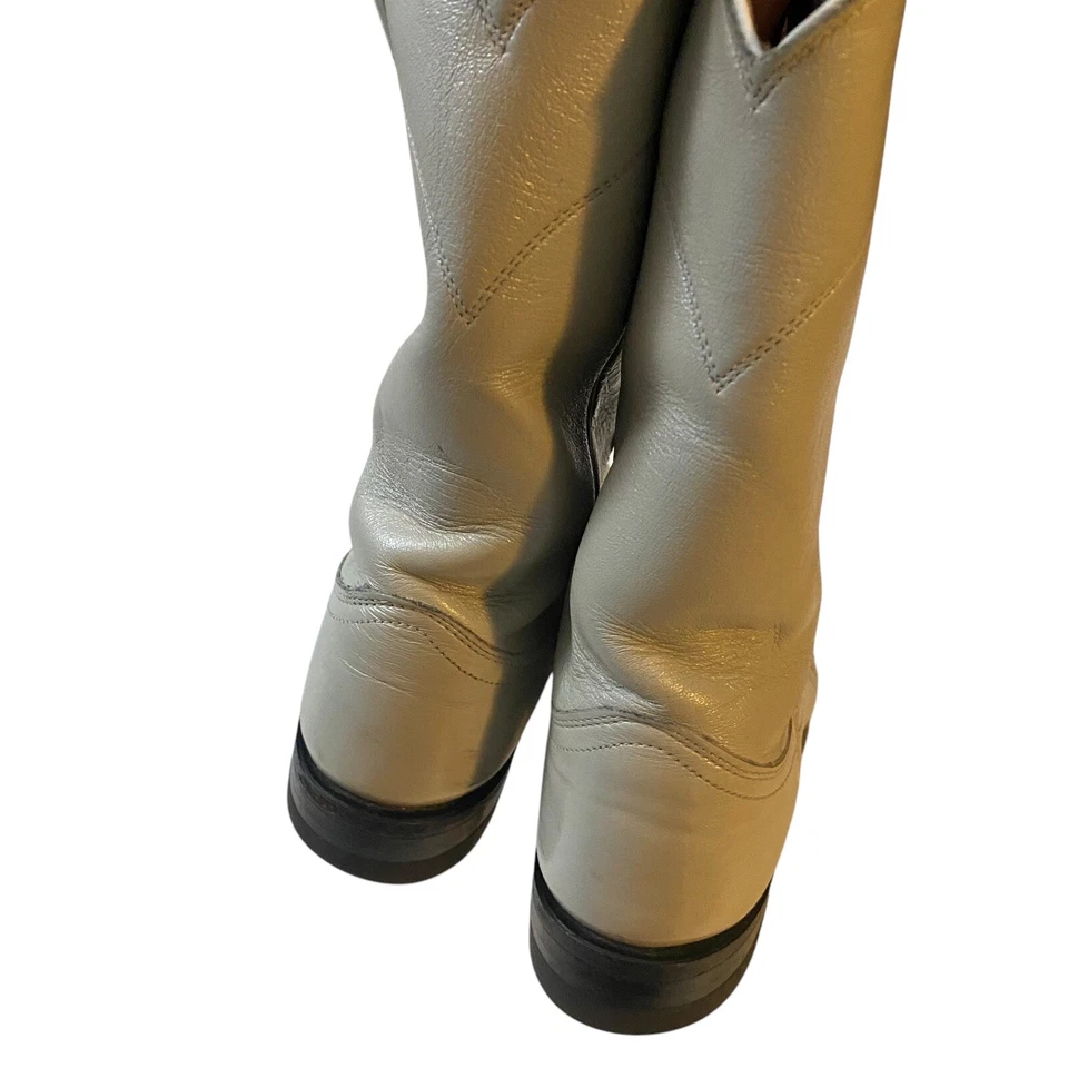 JUSTIN Size 4 B Vintage Creamy Bone White Roper Boots Style L3713 Vintage - Image 3 of 4