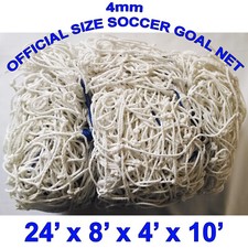 1 OFFICIAL SIZE 4mm Thick SOCCER GOAL NET White Color 24' x 8' x 4' x 10'