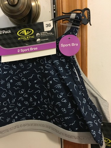 BRAND NEW GIRL'S SIZE X-LARGE ATHLETIC WORKS 2 PACK SPORTS BRAS BAND SIZE 36 - Picture 3 of 6