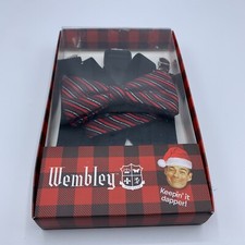 Wembley Heritage Men s Adjustable Suspenders Black Red Fits Size M/L and Bow Tie