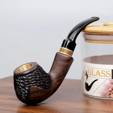 Ebony Wooden Tobacco Pipe 9mm Curved Stem Smoking Pipe for Tobacco Cigarette