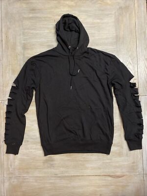 Herren Hoodie klein schwarz zerrissen Destroyed Look King Kouture UVP 40£