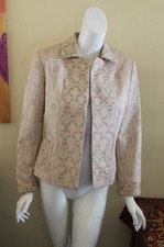 Doncater -sz 10 Pink Lux Finely Woven Tapestry Art Open Blazer Jacket