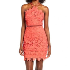 ASTR the Label Coral Pink Lace Mini Cocktail Bodycon Dress New With Tags Size S