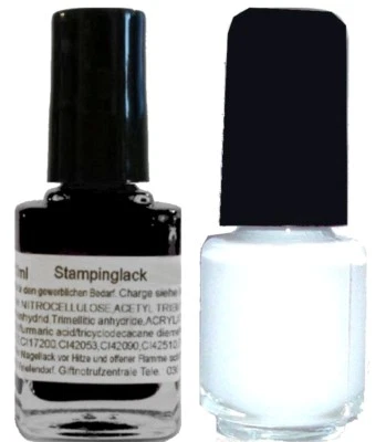 COLOR YOUR NAILS Set: Je 10ml Stampinglack Weiß &schwarz. Nagellack, Stempellack, Stempel Nagel