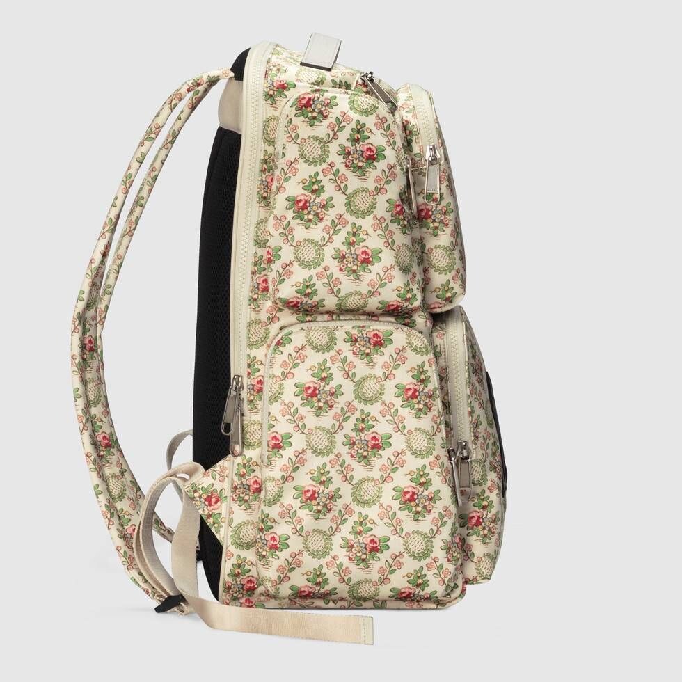 NWT Gucci x NY Yankees Floral Tapestry Satin Large Backpack  display picture 3