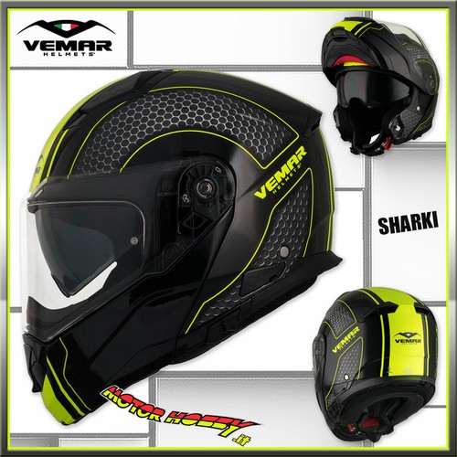 CASCO MODULARE STRADA VEMAR SHARKI HIVE YELLOW FLUO TAGLIA L (59-60) | eBay
