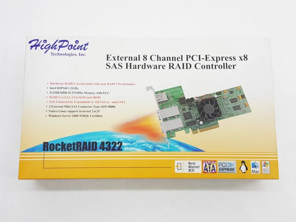 HIGHPOINT ROCKETRAID 4322 EXTERNAL 8-CH PCI-E x8 SAS RAID CONTROLLER NIB RETAIL - Image 4 of 4