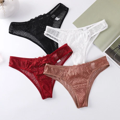 4er-Pack Set Sexy Damen Höschen Unterwäsche Spitze durchsichtig Slips Unterwäsche Set - Bild 3 von 16