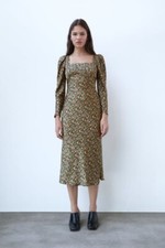Zara Floral Print Midi Button Dress Size Small S