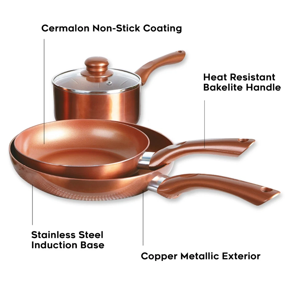 Cermalon Copper 5 Piece Pan Cookware Set - Image 2 of 4