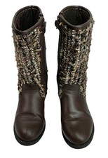 Girls I Heart YoKids Size US 1 Adline-01K Tweed Brown Bootie Zipper Riding Boots