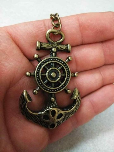 NUEVO XXL ENORME ANCLA MARINA BARCO DE MAR RUEDA DE METAL LLAVERO ANTIGUO COLOR DORADO - Imagen 2 de 6