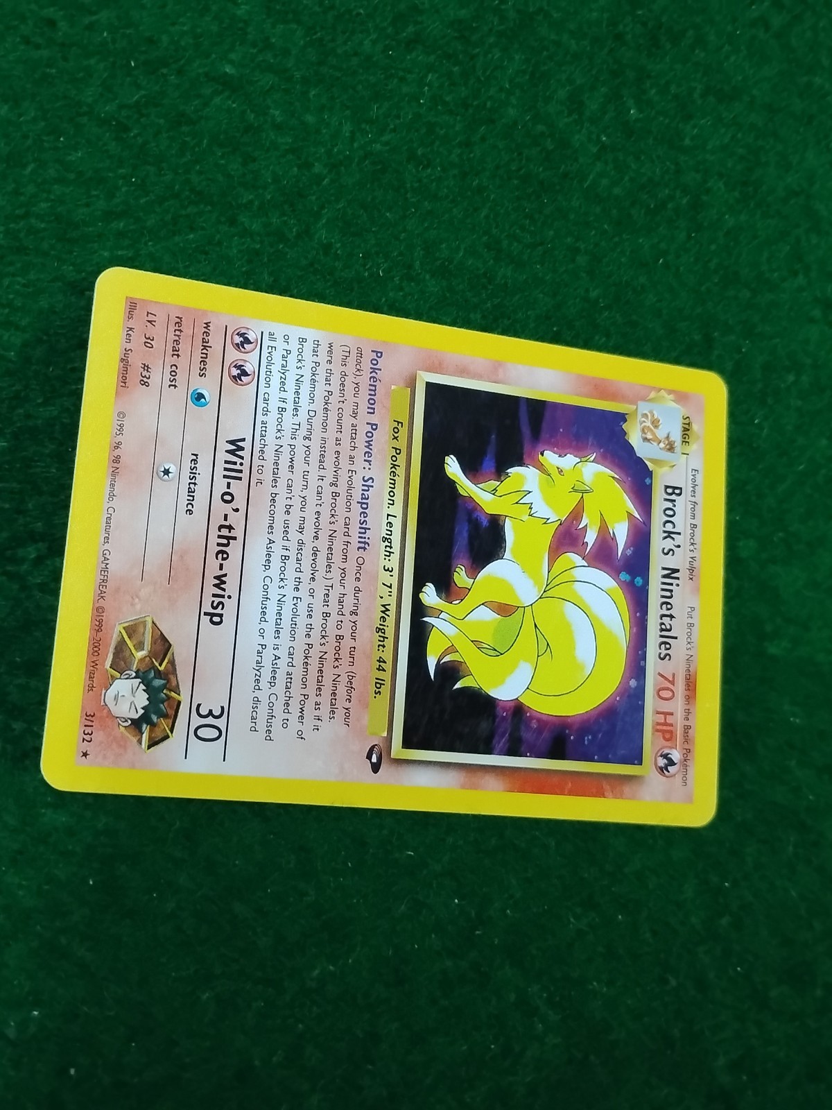 BROCK's NINETALES - HOLO - 3/132 GYM CHALLENGE - POKEMON TCG - 2000