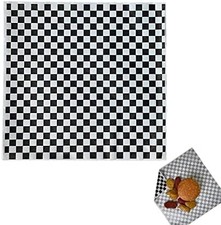100 Sheets Black White Checkered Dry Waxed Deli Paper