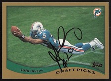 John Avery Autographed 1998 Topps Rookie Card #338 Miami Dolphins. rookie card picture