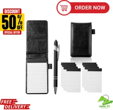 10 Pieces Small Notepad Holder Set Pocket Notebook 3 X 5 Inch with Pen