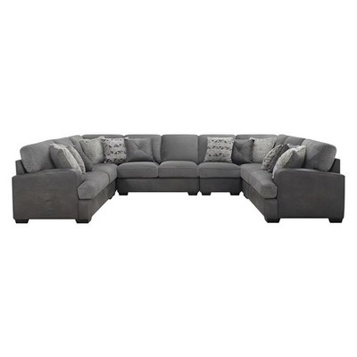 TAMPA - 6PC U-SHAPED SECTIONAL W / 9 PILLOWS - GRAY