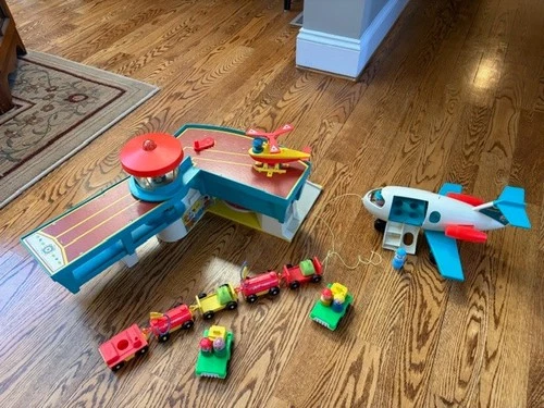 Vintage Fisher Price Play Family Airport #996 and Play Family Fun Jet #183