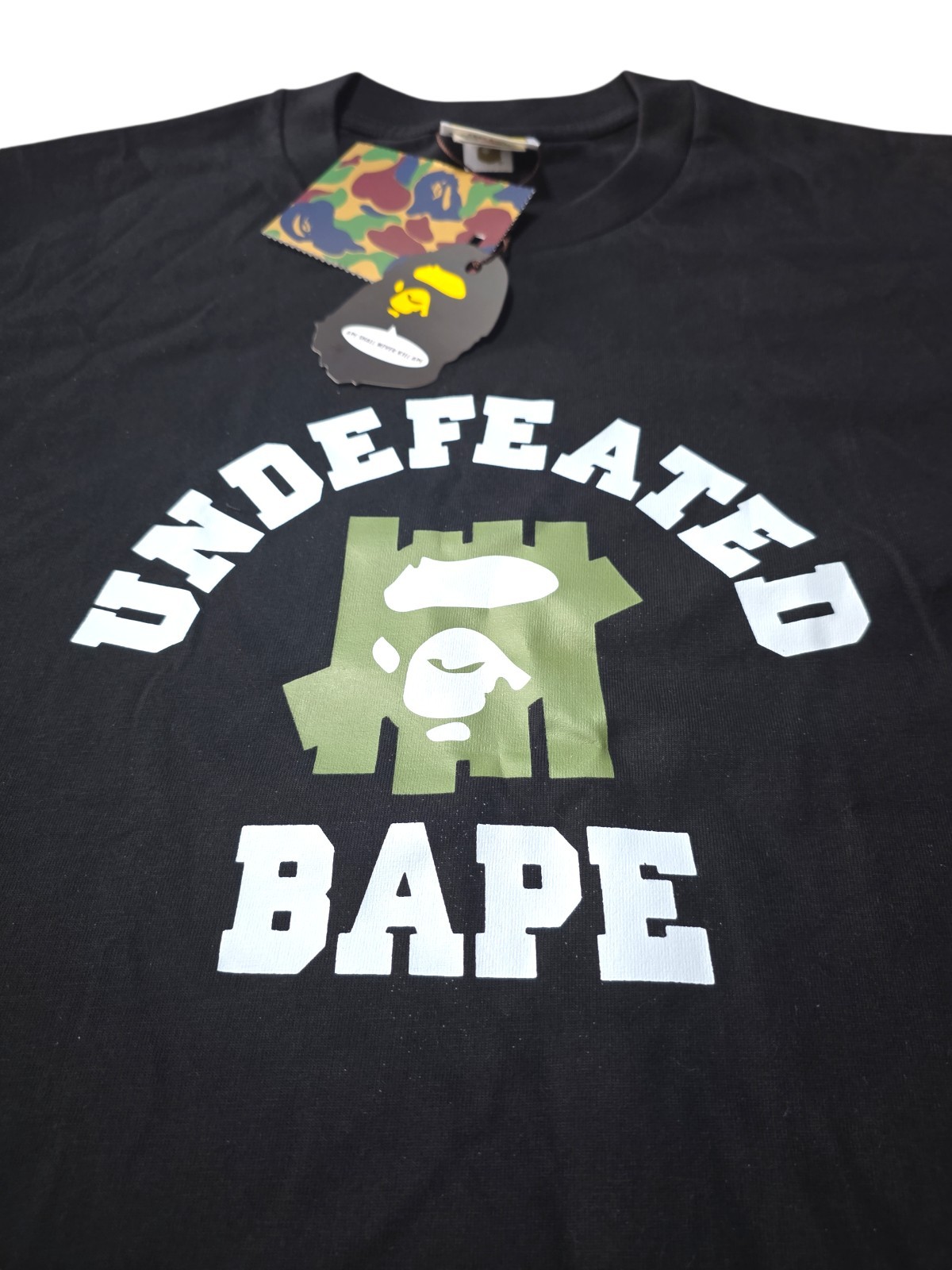 A BATHING APE X UNDEFEATED BLACK 100% COTTON T-SHIRT ‘UNDEFEATED APE’ SIZE S thumbnail 2