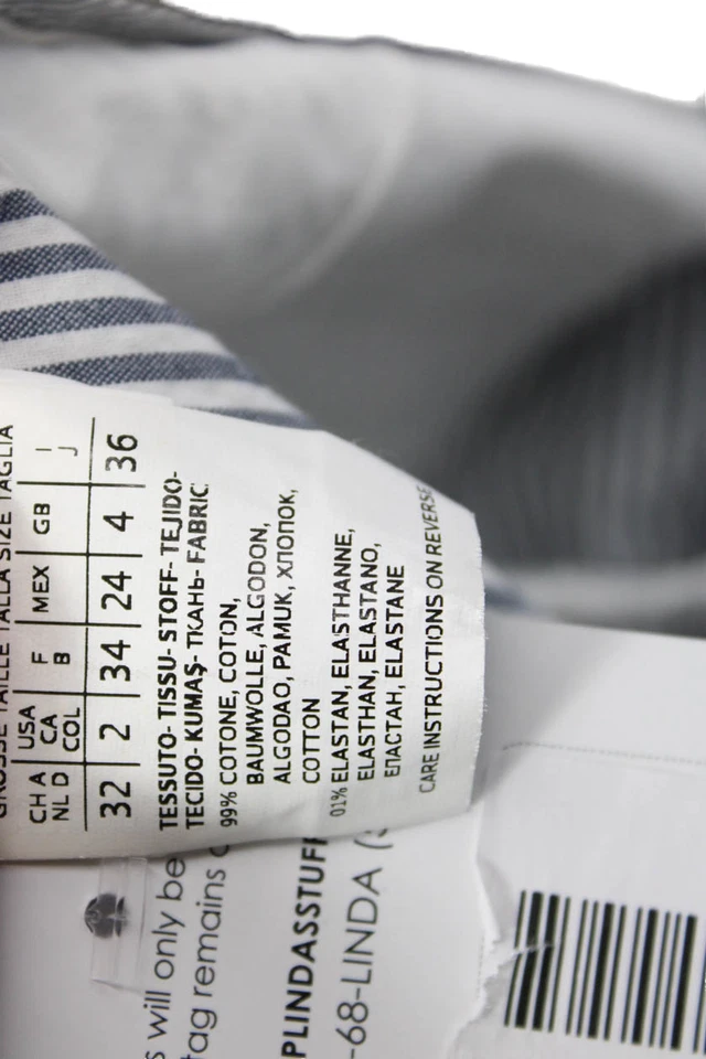 Pantalones de mujer Max Mara recortados al tobillo a rayas azules de algodón con botones talla 2 Foto 4 de 4