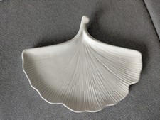 Gingkoblatt Schmuckschale Dekoschale Aus Keramik Beige Weiß 