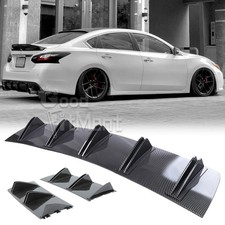 Carbon Fiber Rear Bumper Diffuser Lip Shark Fins Spoiler Wing For Nissan Altima