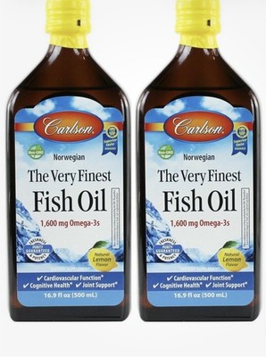 Carlson Omega-3 Norwegian Fish Oil EPA&DHA Lemon 16.9 oz Double Pack  exp 7/1/26
