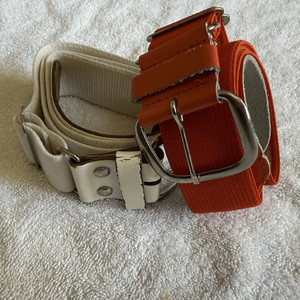 Lot Of Two Baseball Belts: Orange & White  Orange Belt Easton