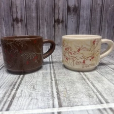 Starbucks 2009 Coffee Bean Plant Berries Stackable Mug Cup Lot of 2