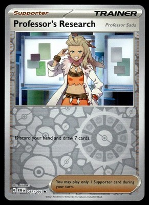 Professor's Research 087/091 Paldean Fates Pokemon Reverse Holo NM Englisch