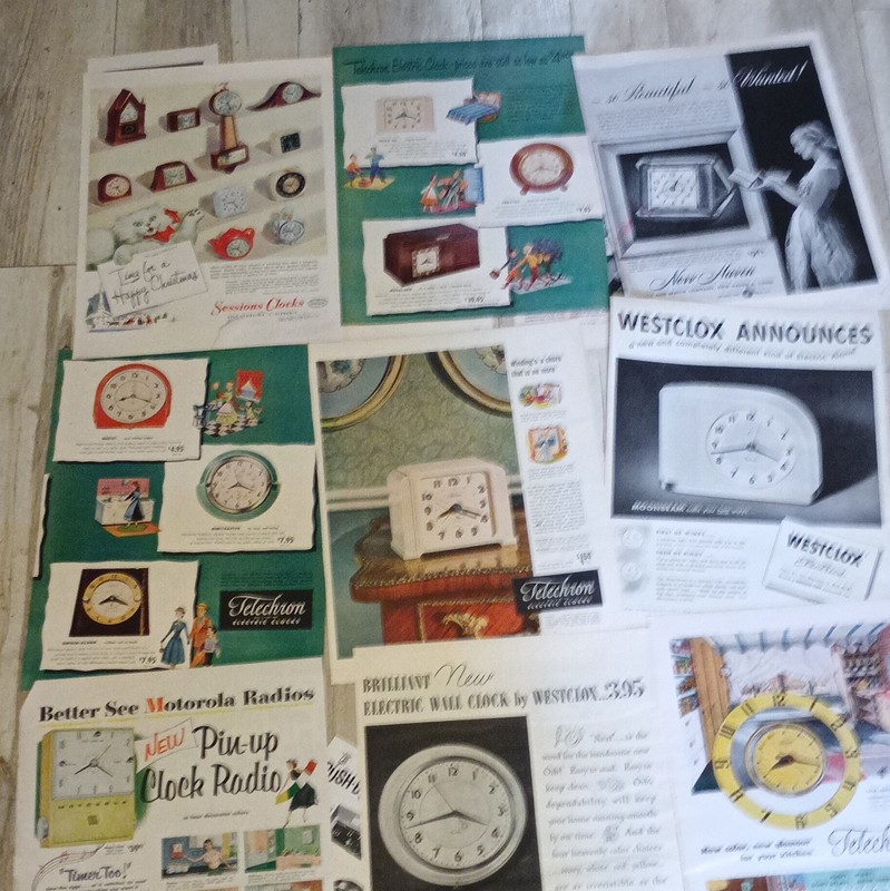 Telechron Westclox Motorola New Haven Vintage Print Ad Lot, Multicolor
