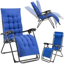 Poltrona da Giardino con Cuscino Imbottito Struttura Acciaio Pieghevole Blu Rela