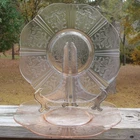 2 MacBeth Evans American Sweetheart Pink Depression Glass 12" SALVER TRAY PLATES