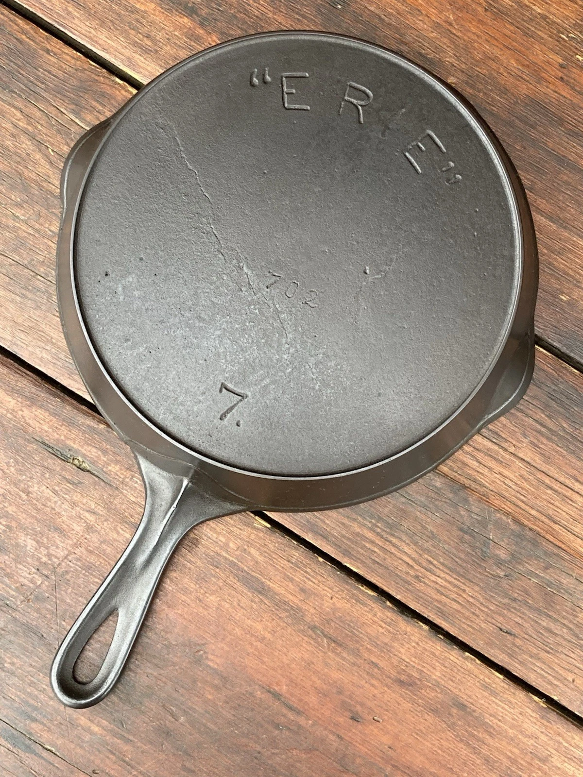 Pre Griswold Erie #7 Third Series Cast Iron Skillet