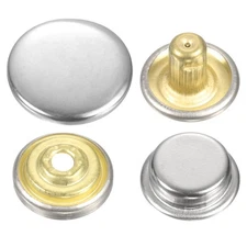 30Set Press-Stud Cap Button 15mm Metal Snap Fastener for Clothes DIY, Silver